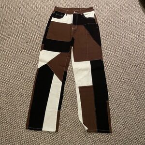 SHEIN Neutral Color Pieced Jeans